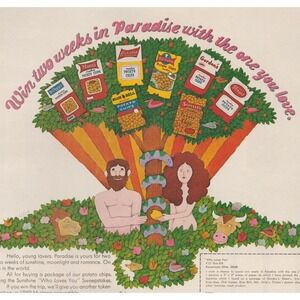 Vintage 1969 Sunshine Potato Chips Print Ad Sweepstakes Hippie Boho Rosemount MN